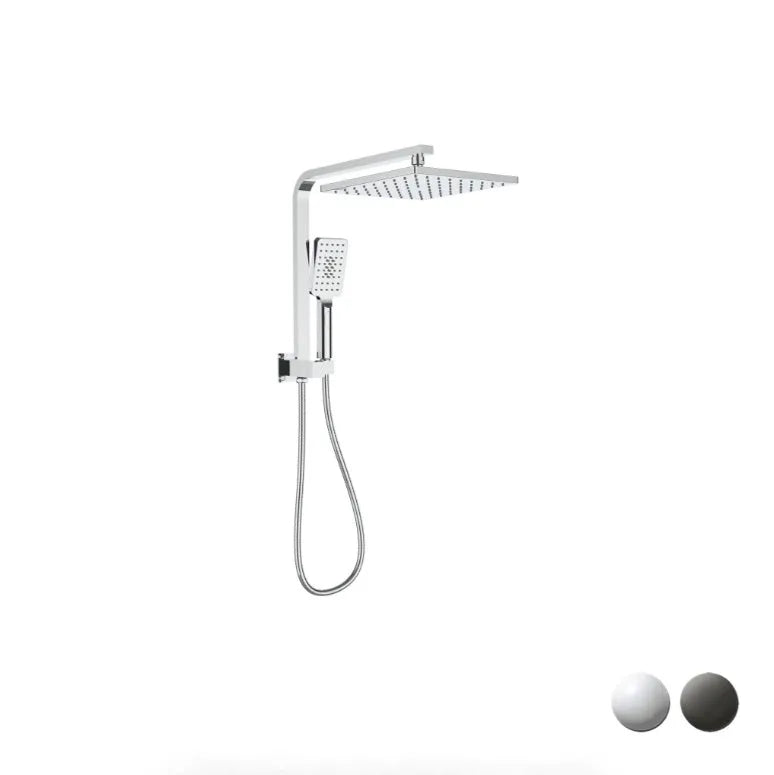 Sando Square Chrome/Black Half Rail Multi-Function 2 in 1 Shower Set - RJ Bathroom