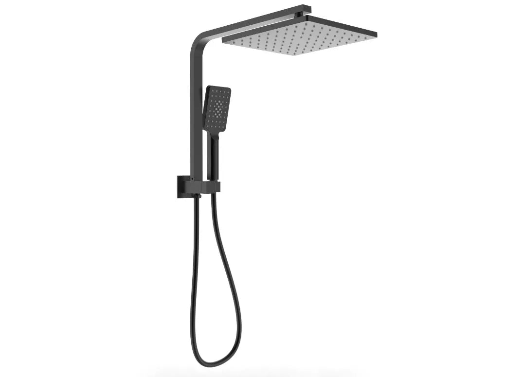 Sando Square Chrome/Black Half Rail Multi-Function 2 in 1 Shower Set - RJ Bathroom