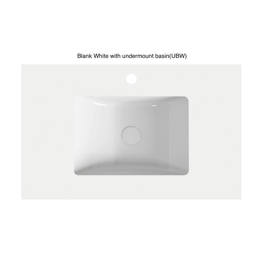 White undermount basin with 'Blank White Stone Top