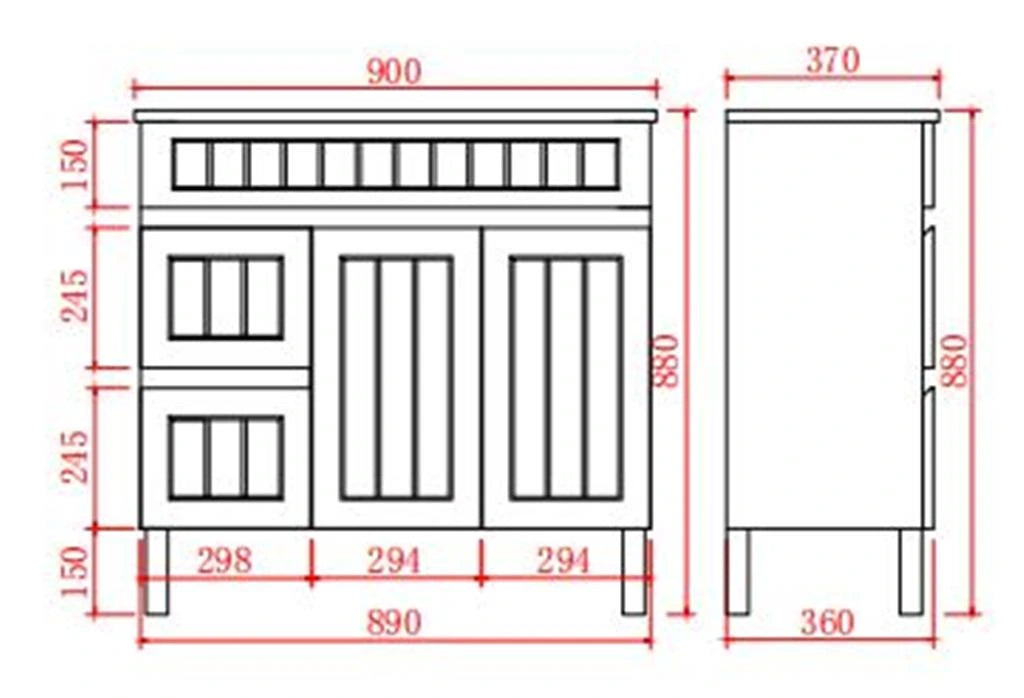Acacia Hampton Shaker 900*360mm Matte White Slim Narrow Freestanding Vanity Carrara Marble Stone