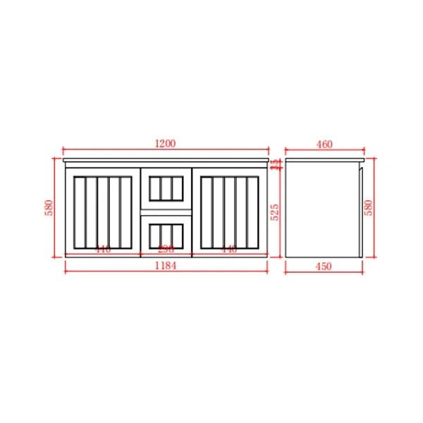 Acacia Hampton Shaker 1200mm Double Bowl Matte White PVC Waterproof Wall Hung Vanity - RJ Bathroom
