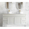Acacia Hampton Shaker 1500mm Double Matte White PVC Waterproof Vanity Carrara Stone Top - RJ Bathroom
