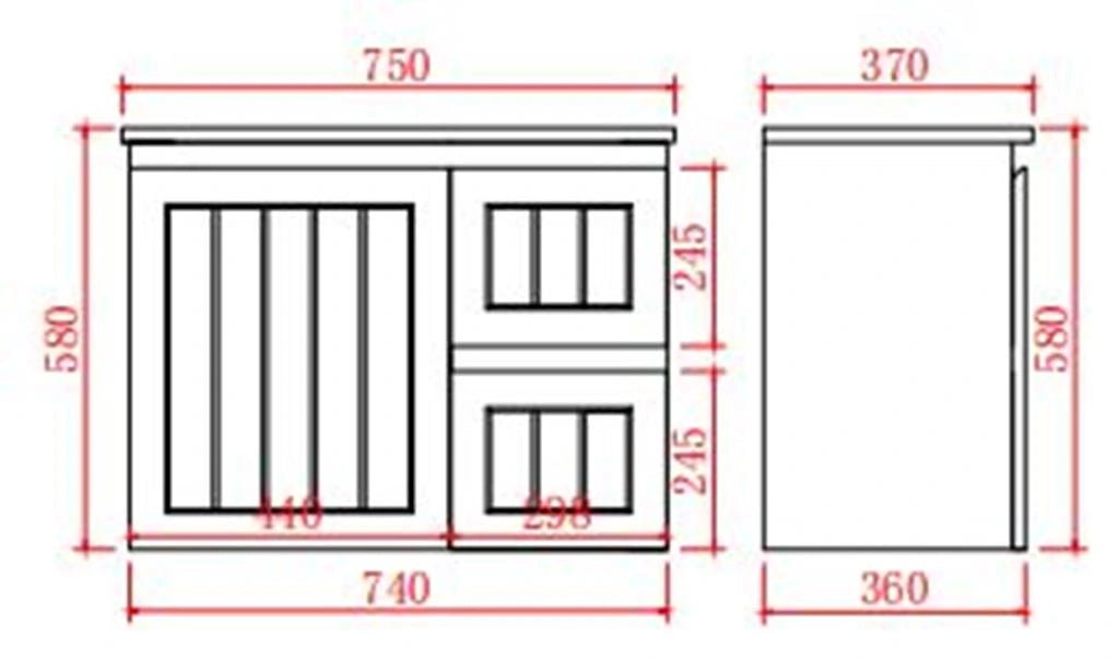 Acacia Hampton Shaker 750x360mm PVC Waterproof Ensuite Slim Narrow Compact Wall Hung Vanity - RJ Bathroom
