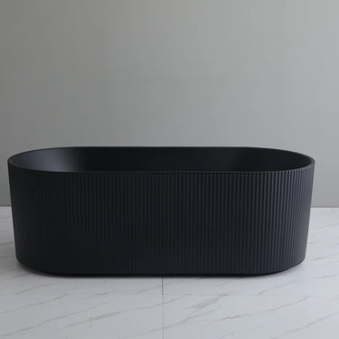 Ally 1700mm fluted oval freestanding bath in Matte Black