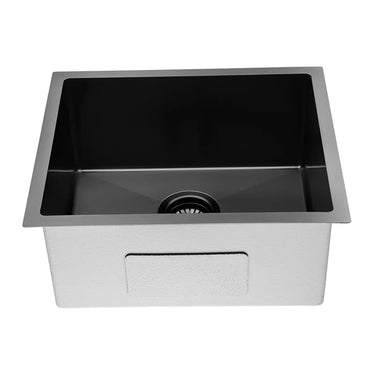 Aquaperla 510x440mm Gunmetal Grey Single Bowl Kitchen Sink - Nano Coated Stainless Steel, Top or Undermount