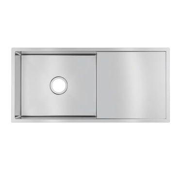 Aquaperla 960mm Single Bowl Kitchen Sink with Drainer - Stainless Steel, Top or Undermount