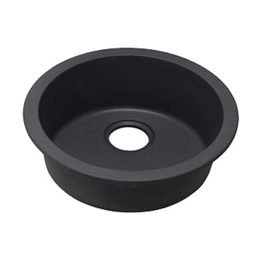 Aquaperla Arete 461mm Round Matte Black Single Bowl Granite Sink