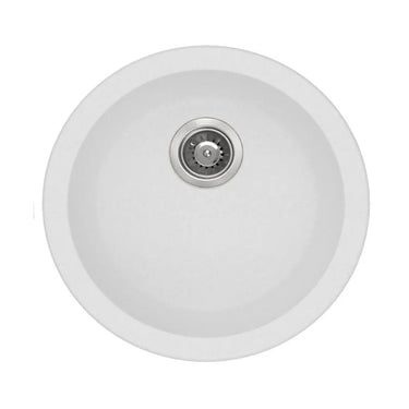 Aquaperla Arete 461mm Round Matte White Single Bowl Granite Sink