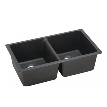 Aquaperla Arete 838x476mm Matte Black Double Bowl Granite Sink