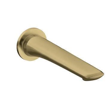 Aquaperla Bellino Brushed Brass Bath Spout 190mm - Curved Wall Spout