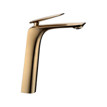 Aquaperla Bellino Brushed Brass tall basin mixer tap for bathroom vanity basins