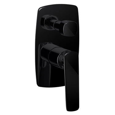Aquaperla Bellino Gloss Black shower wall mixer with diverter