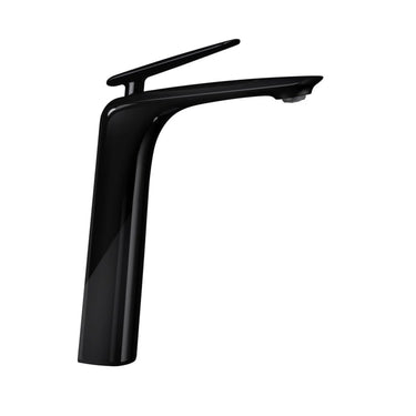 Aquaperla Bellino Gloss Black tall basin mixer tap for bathroom vanity basins