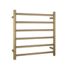 Aquaperla Brushed Brass heated towel rail, 6 bars, round