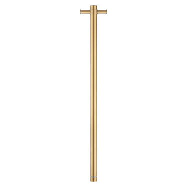 Aquaperla Brushed Brass heated towel rail, single vertical bar with timer