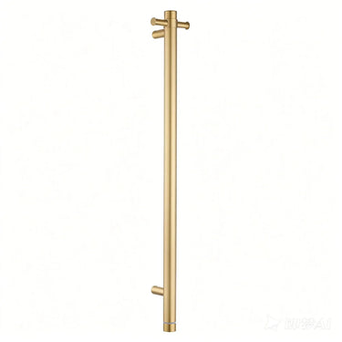 Aquaperla Brushed Brass heated towel rail, single vertical bar