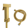 Aquaperla Brushed Brass Toilet Bidet Spray Kit - Square Handheld Sprayer, 1.2m Hose