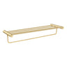 Aquaperla Brushed Brass Towel Shelf with Hanging Rail 600mm