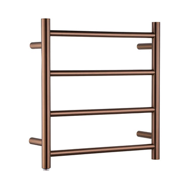Aquaperla Brushed Copper heated towel rail, 4 bars, round