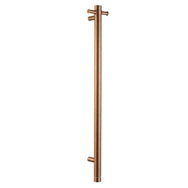 Aquaperla Brushed Copper heated towel rail, single vertical bar with timer
