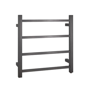 Aquaperla Brushed Gunmetal heated towel rail, 4 bars, square