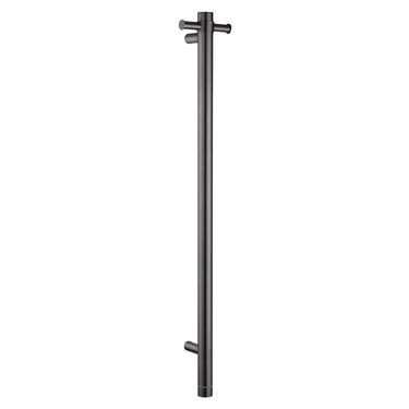 Aquaperla Brushed Gunmetal heated towel rail, single vertical bar with timer