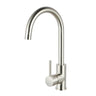 Aquaperla Brushed Nickel Gooseneck Kitchen Mixer Tap - Round Pin Lever