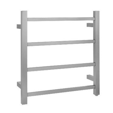 Aquaperla Brushed Nickel heated towel rail, 4 bars, square