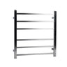 Aquaperla Brushed Nickel heated towel rail, 6 bars, square