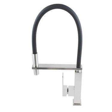 Aquaperla Brushed Nickel Pull Out Kitchen Mixer Tap - Flexible Spout, Square Body
