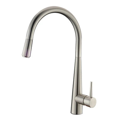 Aquaperla Brushed Nickel Pull Out Kitchen Mixer Tap - Tapered Round Body
