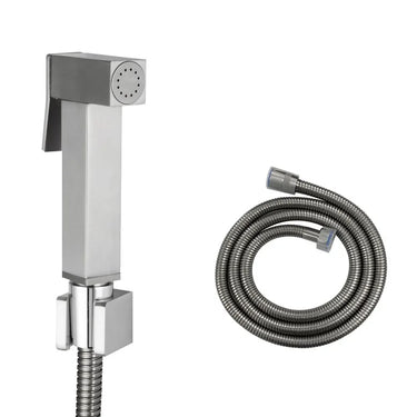 Aquaperla Brushed Nickel Toilet Bidet Spray Kit - Square Handheld Sprayer, 1.2m Hose