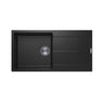 Aquaperla Carysil 1000x500mm Matte Black Single Bowl Granite Sink with Drainer & Tap Holes