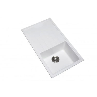 Aquaperla Carysil 1000x500mm Matte White Single Bowl Granite Sink with Drainer