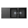 Aquaperla Carysil 1160x500mm Matte Black Double Bowl Granite Sink with Drainer