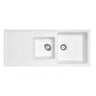 Aquaperla Carysil 1160x500mm Matte White 1 & 1/2 Bowl Granite Sink with Drainer