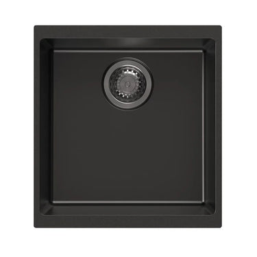 Aquaperla Carysil 430x460mm Matte Black Single Bowl Granite Sink