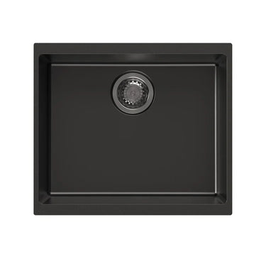 Aquaperla Carysil 530x460mm Matte Black Single Bowl Granite Sink