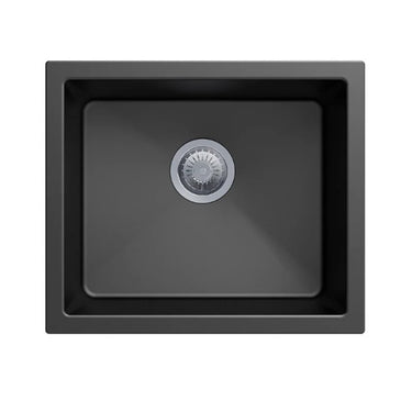 Aquaperla Carysil 533x457mm Matte Black Single Bowl Granite Sink