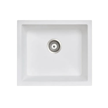 Aquaperla Carysil 533x457mm Matte White Single Bowl Granite Sink