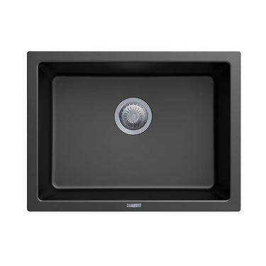 Aquaperla Carysil 610x457mm Matte Black Single Bowl Granite Sink