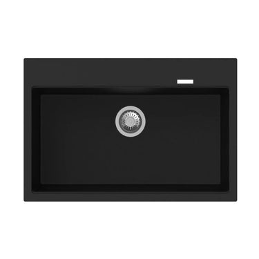 Aquaperla Carysil 780x510mm Matte Black Single Bowl Granite Sink
