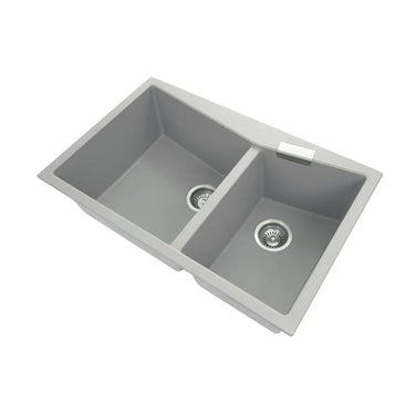 Aquaperla Carysil 800x500mm Concrete Grey Double Bowl Granite Sink