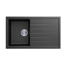 Aquaperla Carysil 860x500mm Matte Black Single Bowl Granite Sink with Drainer
