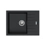 Aquaperla Carysil City 650x500mm Matte Black Single Bowl Granite Sink with Drainer