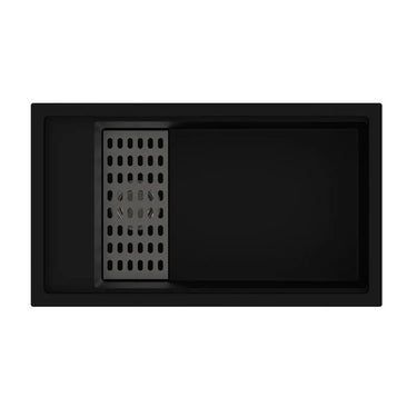 Aquaperla Carysil Harmony 780x460mm Matte Black Single Bowl Granite Sink with Bottom Grid