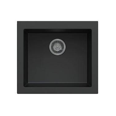 Aquaperla Carysil Maples 540x473mm Matte Black Single Bowl Granite Sink
