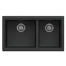 Aquaperla Carysil Maples 786x446mm Matte Black Double Bowl Granite Sink