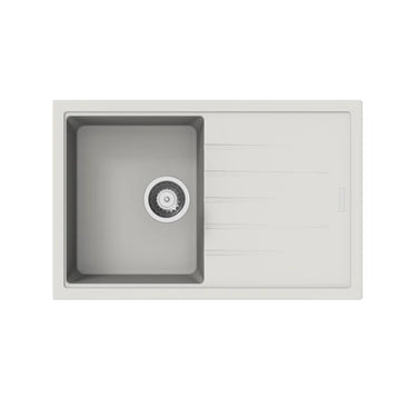 Aquaperla Carysil Vivaldi 780x500mm Matte White Single Bowl Granite Sink with Drainer
