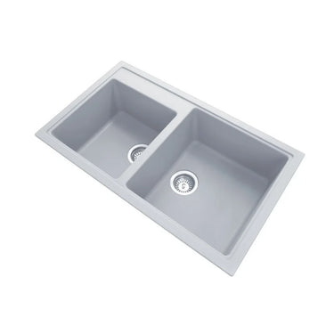 Aquaperla Carysil Vivaldi 860x500mm Concrete Grey 1 & 3/4 Bowl Granite Sink